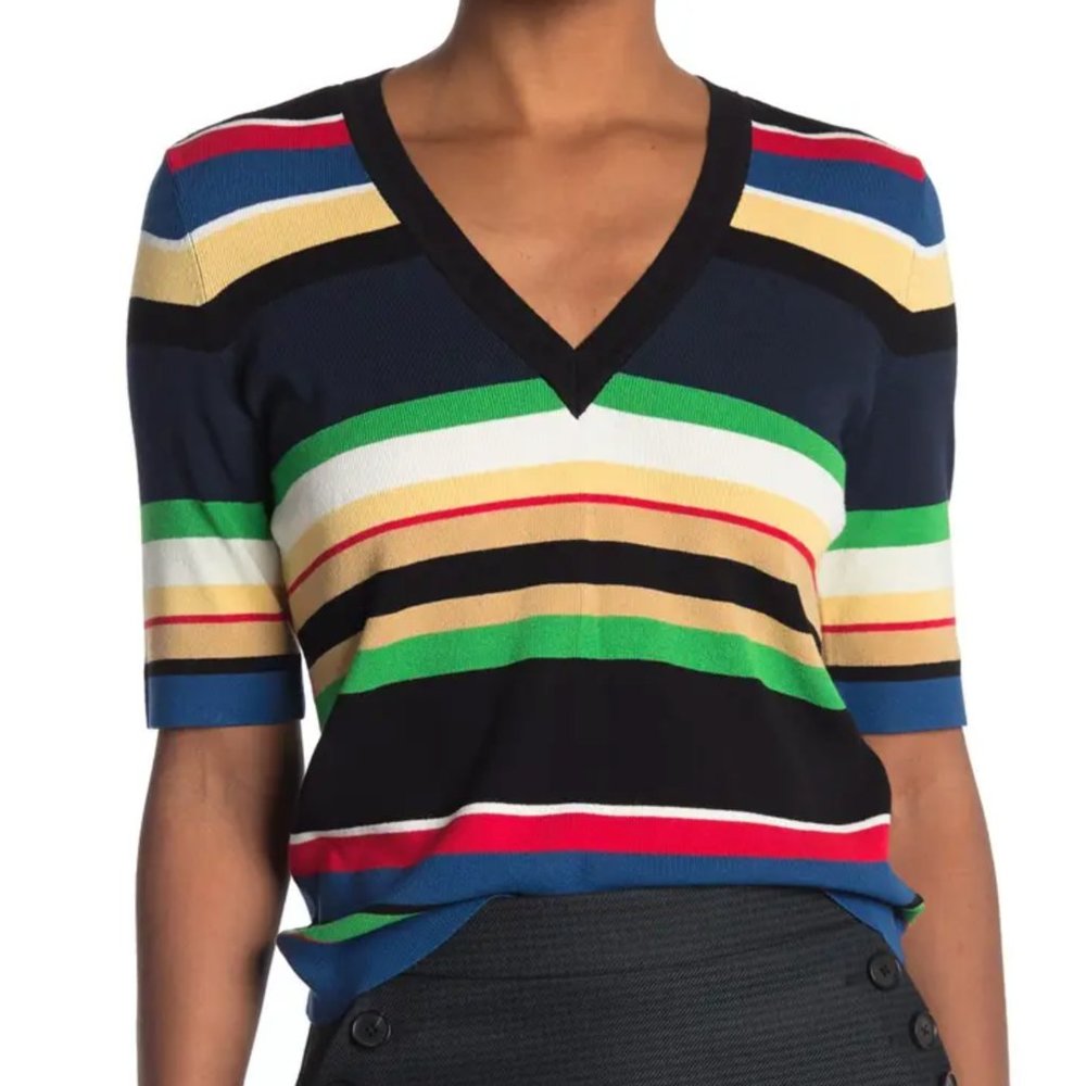 Veronica Beard Myra Multi Color Striped Sweater XS